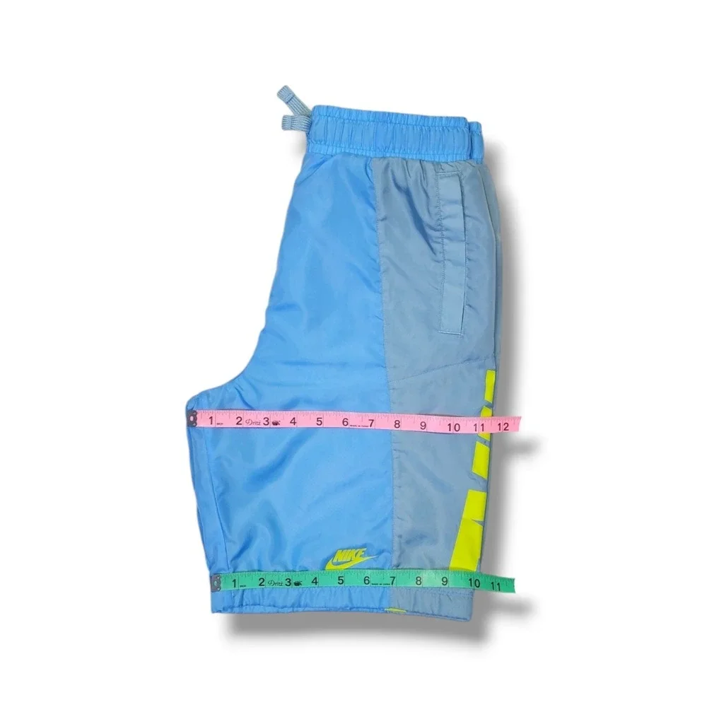 Nike Athletic Sportswear 2 Tone Light Blue Neon Yellow Logo Youth‎ Size L 27-28